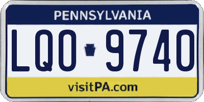 PA license plate LQO9740