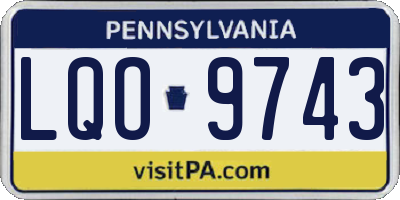 PA license plate LQO9743