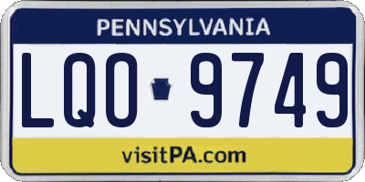 PA license plate LQO9749