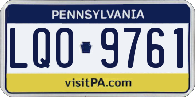 PA license plate LQO9761