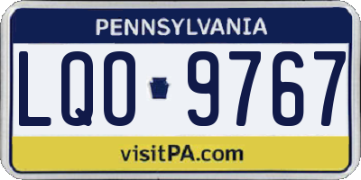 PA license plate LQO9767