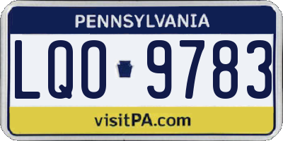 PA license plate LQO9783