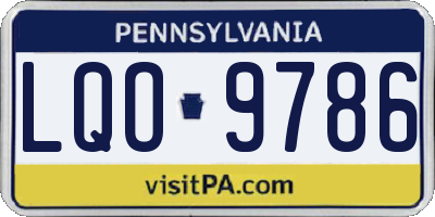 PA license plate LQO9786
