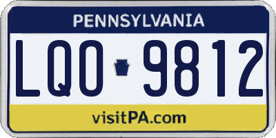 PA license plate LQO9812