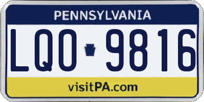 PA license plate LQO9816