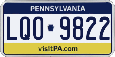 PA license plate LQO9822