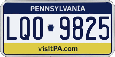 PA license plate LQO9825
