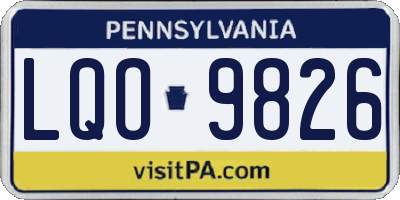 PA license plate LQO9826