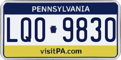 PA license plate LQO9830