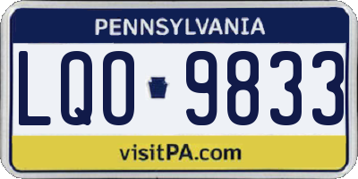 PA license plate LQO9833