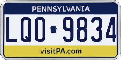 PA license plate LQO9834