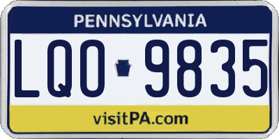 PA license plate LQO9835