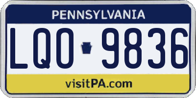 PA license plate LQO9836