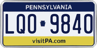 PA license plate LQO9840