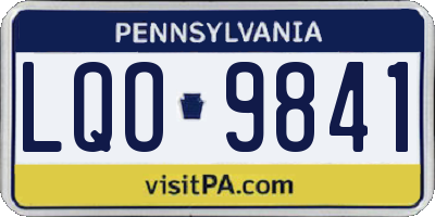 PA license plate LQO9841