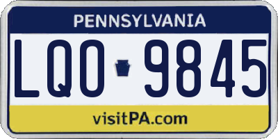 PA license plate LQO9845