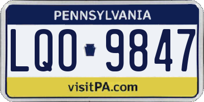 PA license plate LQO9847