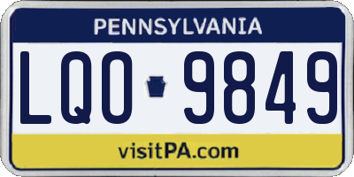 PA license plate LQO9849