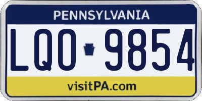 PA license plate LQO9854