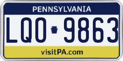 PA license plate LQO9863