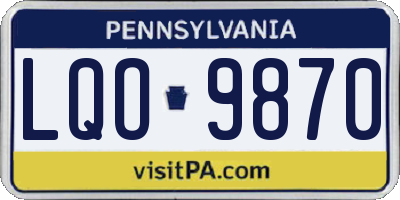PA license plate LQO9870