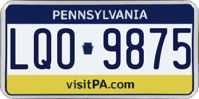 PA license plate LQO9875
