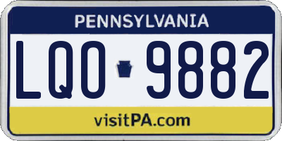 PA license plate LQO9882