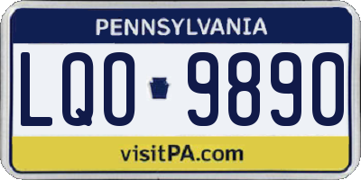 PA license plate LQO9890