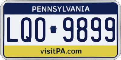 PA license plate LQO9899