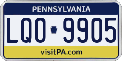 PA license plate LQO9905