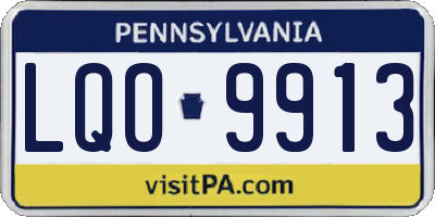 PA license plate LQO9913