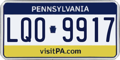 PA license plate LQO9917