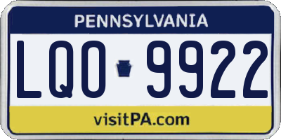 PA license plate LQO9922