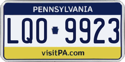 PA license plate LQO9923