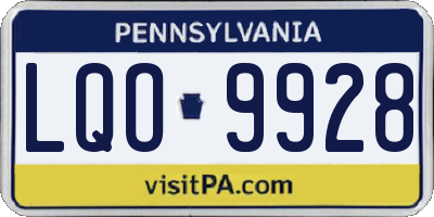 PA license plate LQO9928