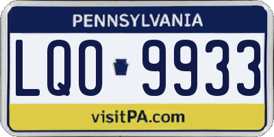 PA license plate LQO9933