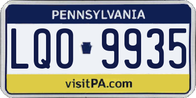 PA license plate LQO9935