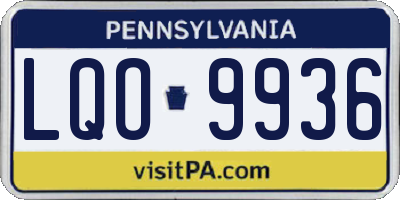 PA license plate LQO9936