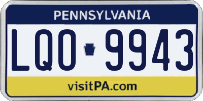 PA license plate LQO9943
