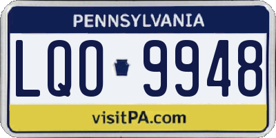 PA license plate LQO9948