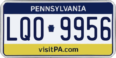 PA license plate LQO9956