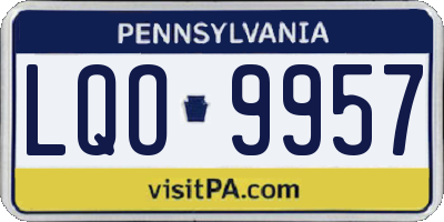 PA license plate LQO9957