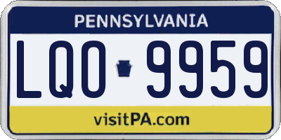 PA license plate LQO9959