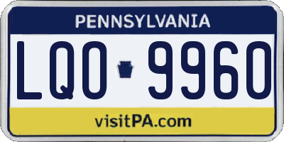 PA license plate LQO9960