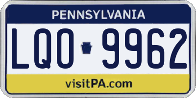 PA license plate LQO9962