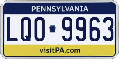 PA license plate LQO9963
