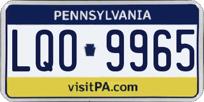 PA license plate LQO9965