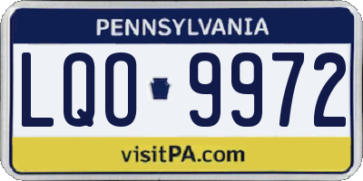PA license plate LQO9972