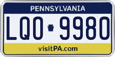 PA license plate LQO9980