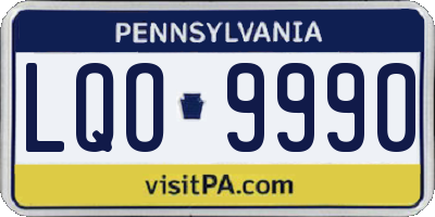 PA license plate LQO9990